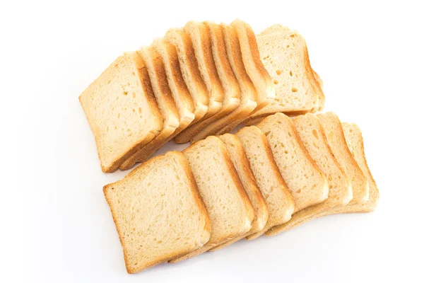 Pão torrado isolado em branco — Fotografia de Stock