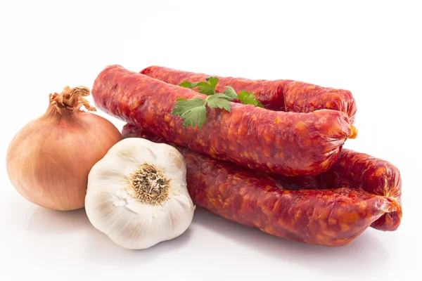 Worst, knoflook en UI — Stockfoto