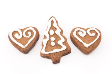 gingerbread çerezleri üzerinde beyaz izole