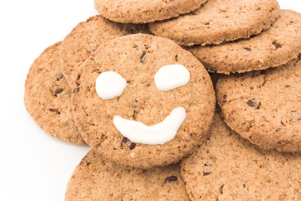 Smiley on whole wheat biscuits — Stock Photo, Image