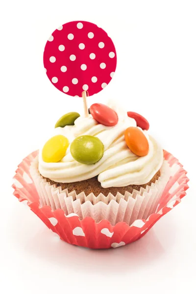 Cupcake, berendezett, cukorka, a elszigetelt, fehér — Stock Fotó