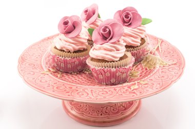 Vintage cupcakes antika bir tepsi