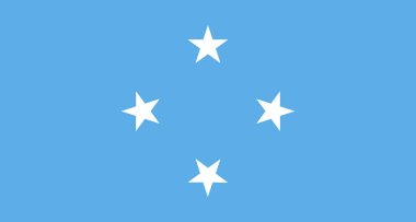 Mikronezya bayrağı tasarımı. Mikronezya ulusal bayrak taşıyıcı illüstrasyonu. Mikronezya resmi renk bayrağı tasarımı.