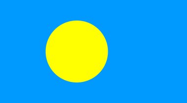 Palau bayrağı tasarımı. Palau Ulusal Bayrak Vektörü illüstrasyonu. Palau resmi renk bayrağı tasarımı.