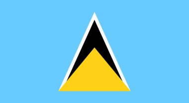 Saint Lucia bayrak tasarımı. Aziz Lucia ulusal bayrak taşıyıcı illüstrasyonu. Saint Lucia resmi renk bayrağı tasarımı.