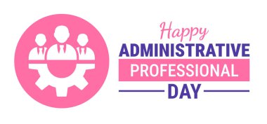 İdari İşler Gününüz kutlu olsun, afiş ya da poster tasarım şablonu. Teal ve Turuncu Tipografi ile Beyaz Grafik Altın Kupa ve Yıldız Resimlerinin yanında.