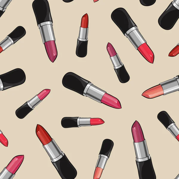 Seamless pattern with beauty lipsticks. — Stock Vector