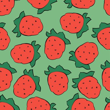 Dikişsiz vektör çilek deseni