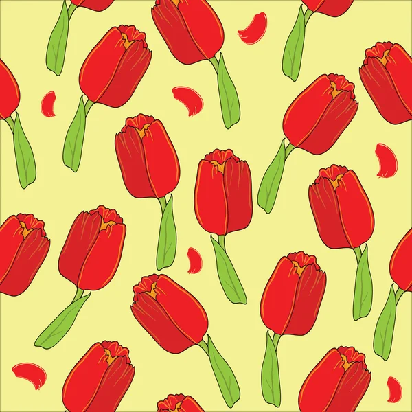 Cute seamless  floral pattern with tulips — Stock Vector