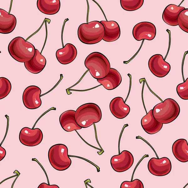Бесшовный рисунок с ягодной вишней . — стоковый вектор