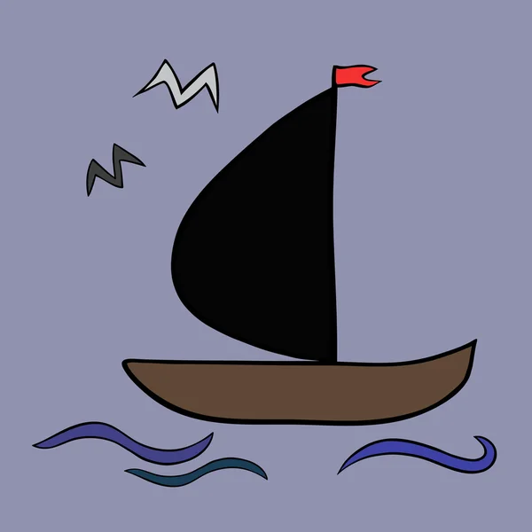Segelbåt-ikonen. Ursprungliga Illustration — Stock vektor