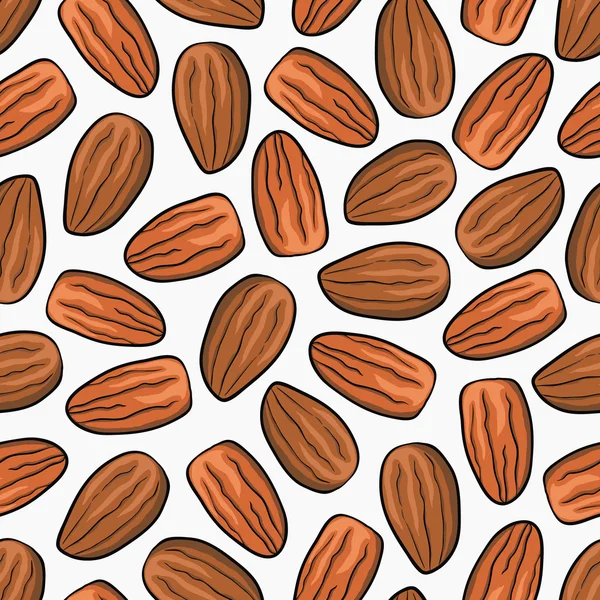 Almond nut seamless vector background — Stock Vector
