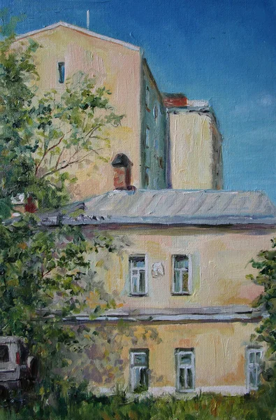 Moscow houses, oil painting — Stock Photo, Image