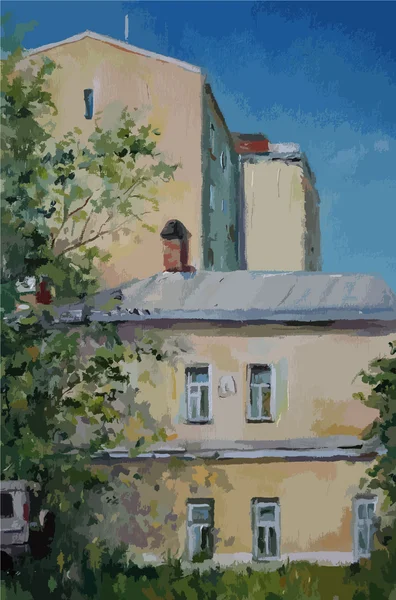 Maisons de Moscou, peinture à l'huile — Image vectorielle