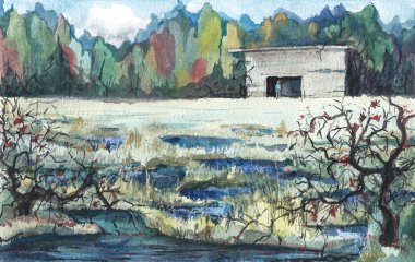 Suluboya manzara orijinal resim