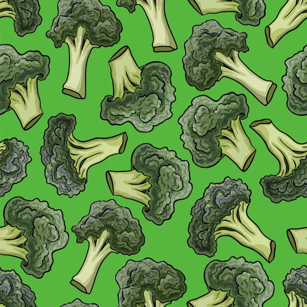 Broccoli vector seamless pattern. — Stock Vector