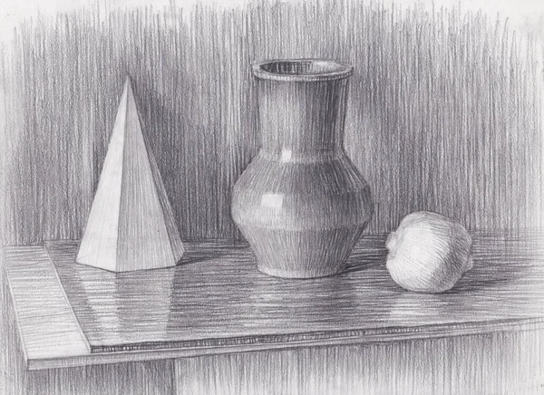 Academic still life made by pencil, realistic style