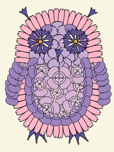 Búho hecho de flores frescas de verano . — Vector de stock