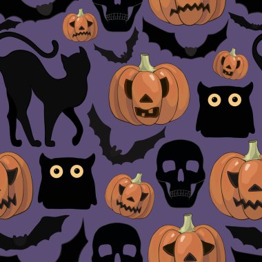 Cadılar Bayramı Dikişsiz desen çizgi film