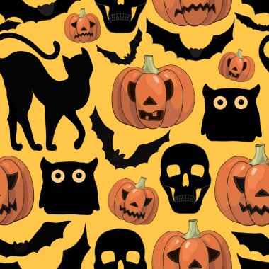 Cadılar Bayramı Dikişsiz desen çizgi film