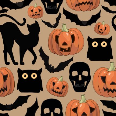 Cadılar Bayramı Dikişsiz desen çizgi film