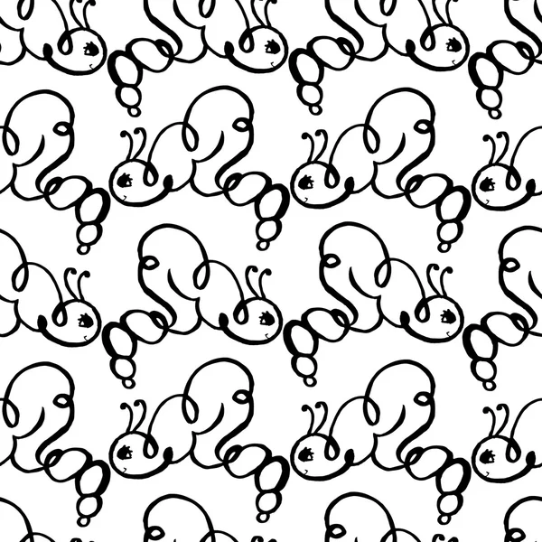 Caterpillar doodle seamless pattern background — Stock Vector
