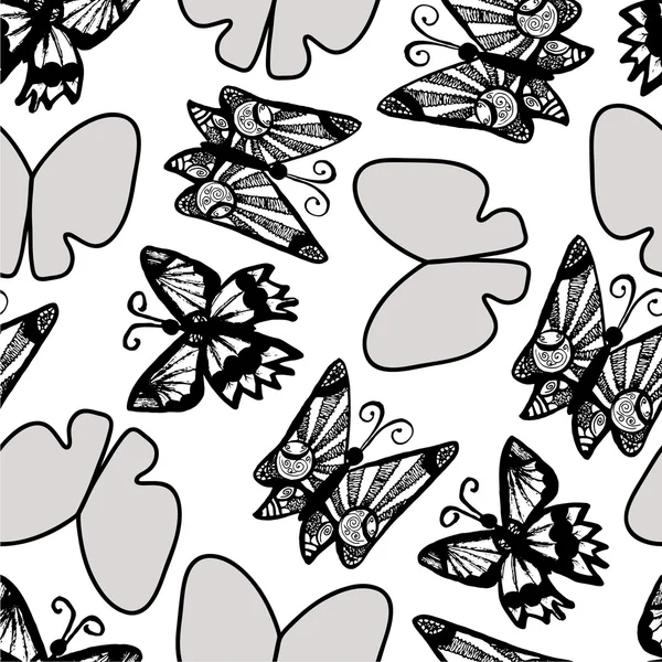Pozadí s pobočkami, květiny a motýli — Stockový vektor