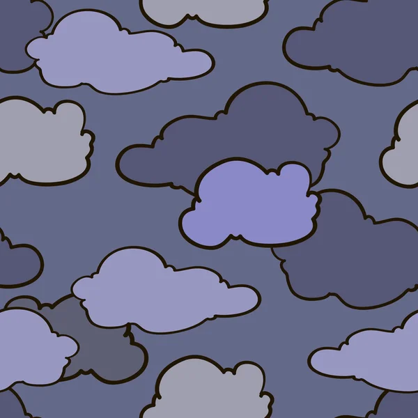 Cielo con nubes, patrón sin costuras — Vector de stock