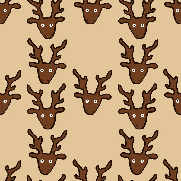 面白い狂気鹿のシームレス パターン — ストックベクタ