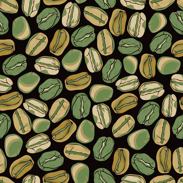 Grains de café vert fond sans couture, vecteur — Image vectorielle