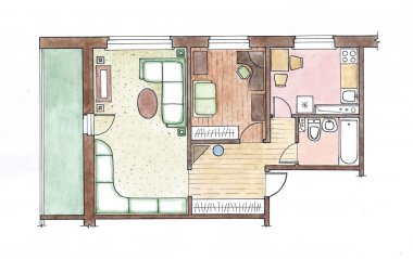 Mobilya ile vektör düz projeksiyon.