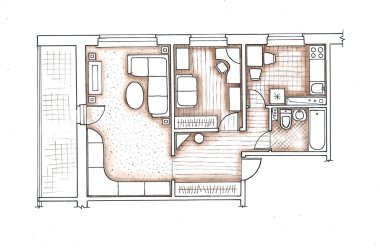Mobilya ile düz projeksiyon.