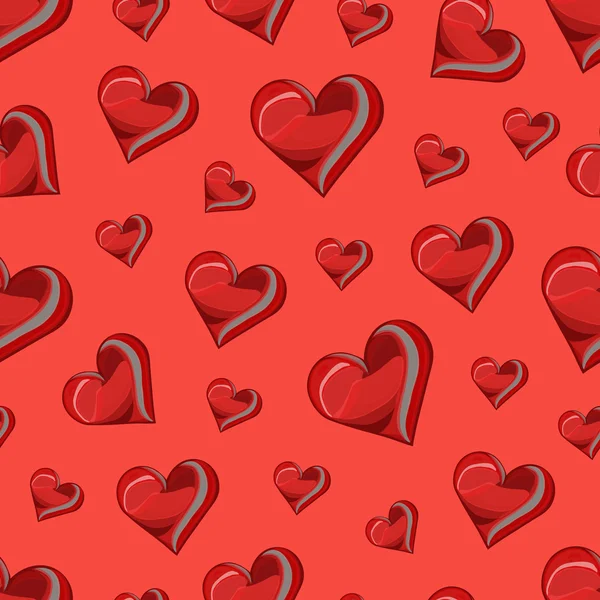 Patrón sin costuras con corazones rojos — Vector de stock