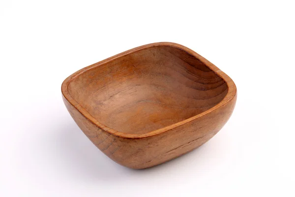 Tett elszigetelt fehér background Teak fából készült bowl — Stock Fotó