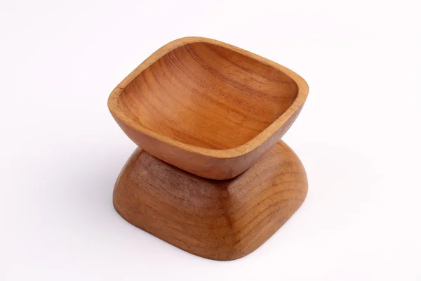 Wooden bowl made by Teak isolated on white background — Stock Photo, Image