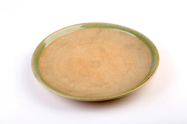 Celadon green ceramic dish, Chiang Mai, Thailand. Isolated on wh — Stock Photo, Image