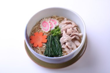 Buta ramen, üzerinde beyaz adam izole domuz eti ile Japon Raman