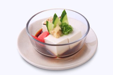 Hiyayakko, Japon yemekleri soğuk tofu ve gla Topingler tarafından deli