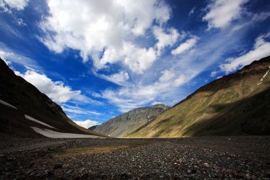 High mountain valley and rock field  in Northern India