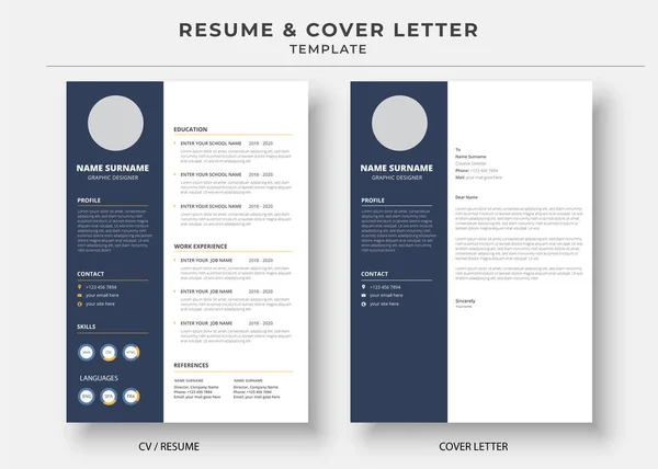 Reume Cover Letter Template 프로페셔널 — 스톡 벡터