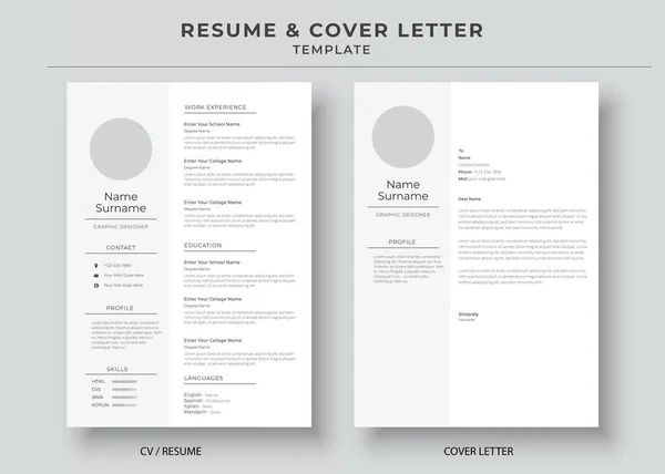 Resume Cover Letter Template Professional Jobs Resumes — Stock Vector