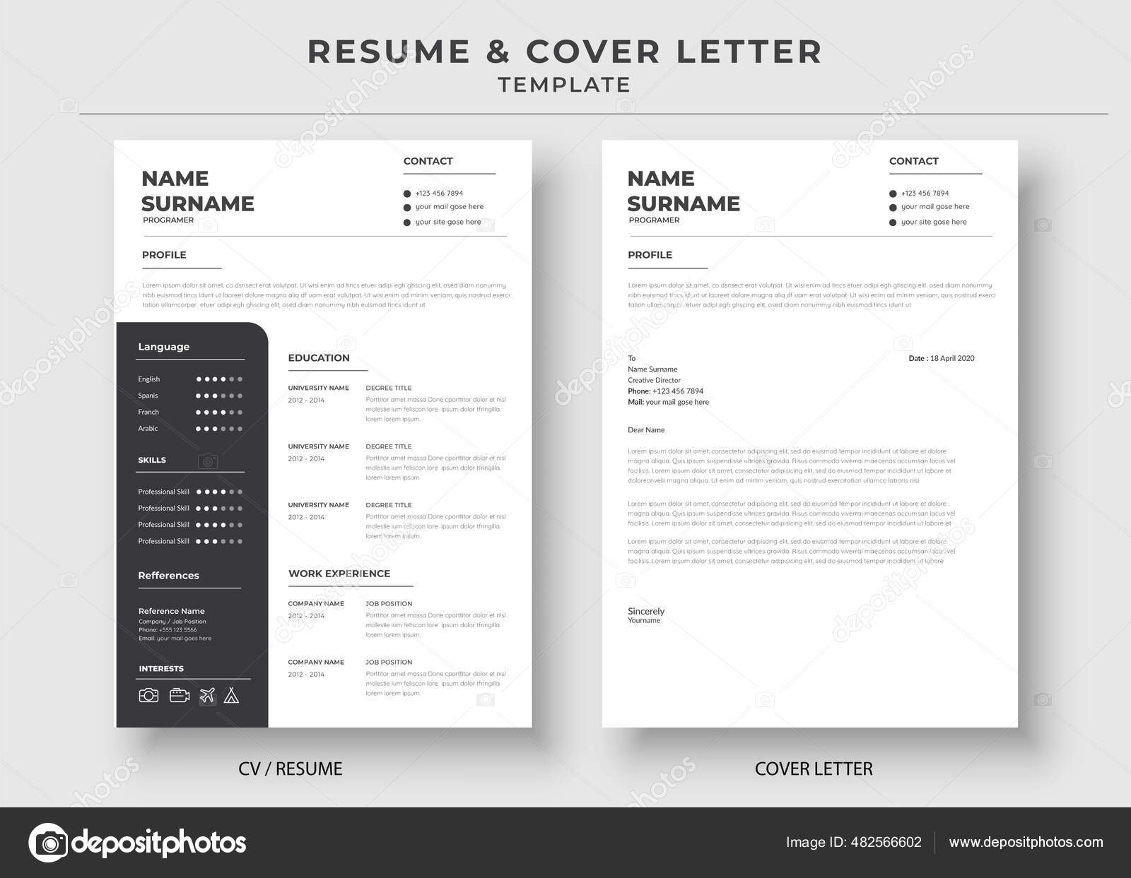 Resume Cover Letter Resume Template Stock Vector by ©GentleGraphix Resume Cover Letter Resume Template Stock Vector by ©GentleGraphix