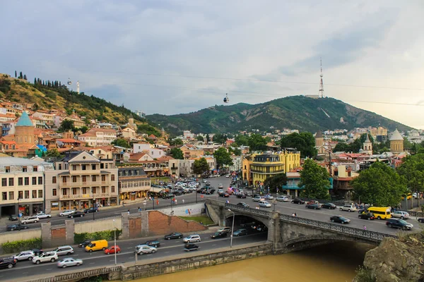 Tbilisi panorama, view from Avlabar to tower and church — Stock Photo, Image