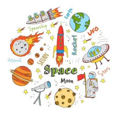 Astronomy hand drawn doodles. clipart