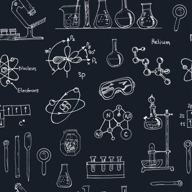 Science Lab Nesneler Dikişsiz Desen.