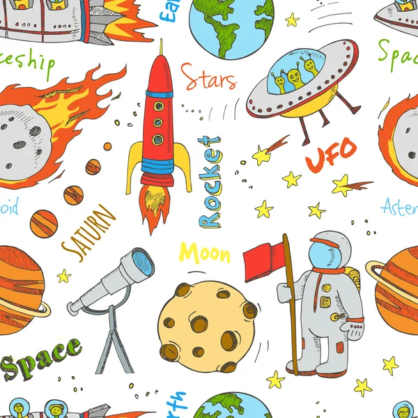 Cartoon space seamless pattern.