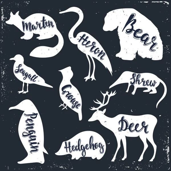 Wilde dieren silhouetten — Stockvector