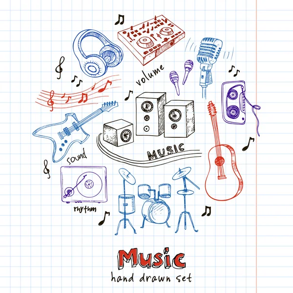 Fond musical avec instruments de musique. — Image vectorielle