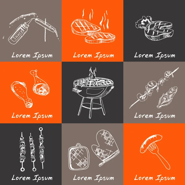 Set with barbecue tools — Stock Vector