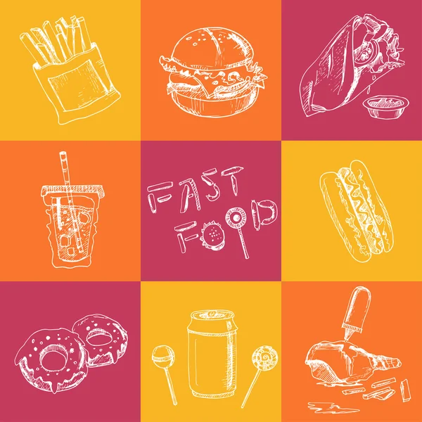 Fastfood set. — Stockvector